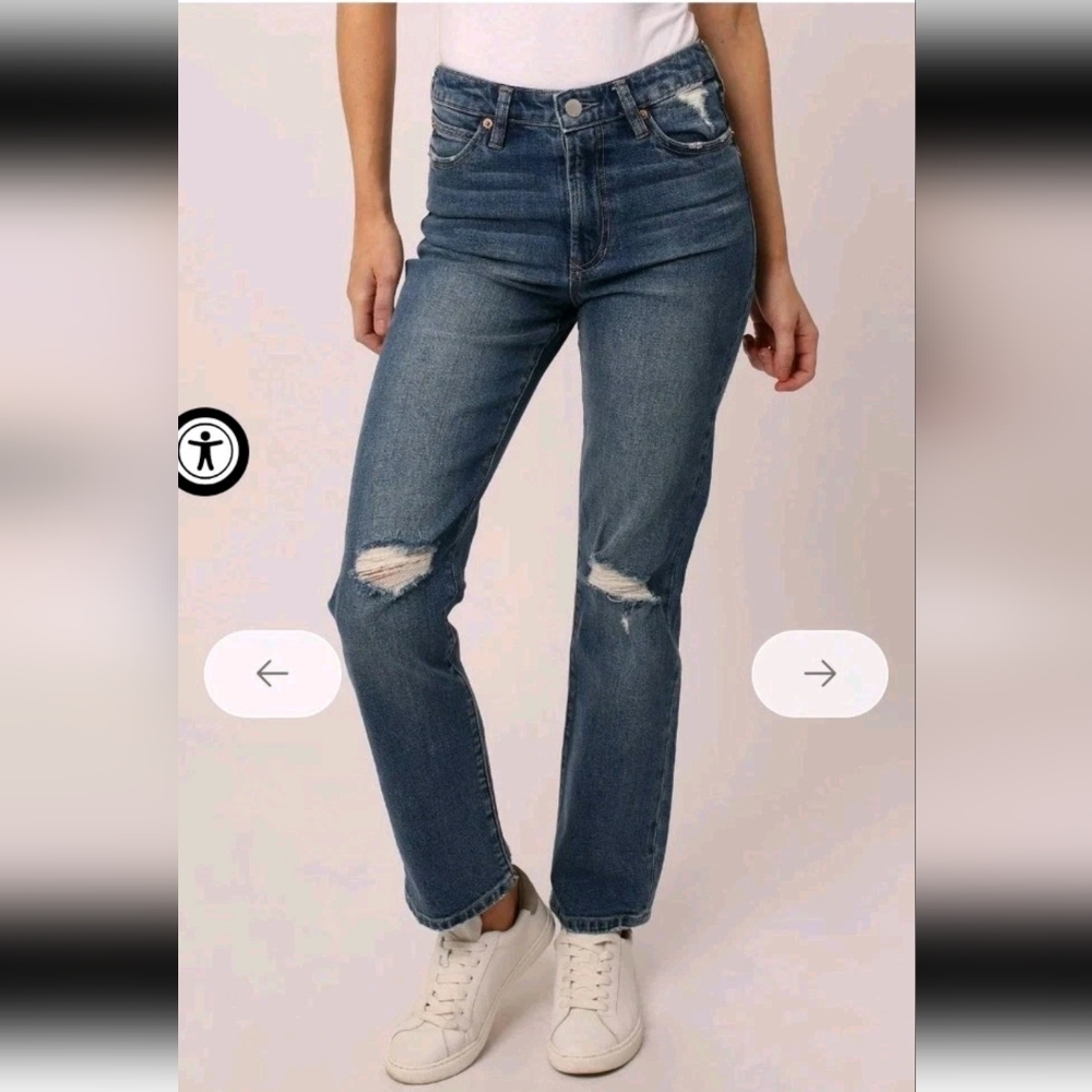 Dear John Jody Straight Leg Distressed Crop Jeans Cape Town Medium Wash Size 30
